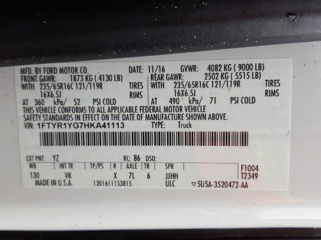 2017 FORD TRANSIT T- 1FTYR1YG7HKA41113