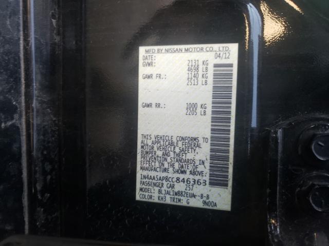 2012 NISSAN MAXIMA S/S 1N4AA5AP8CC846363