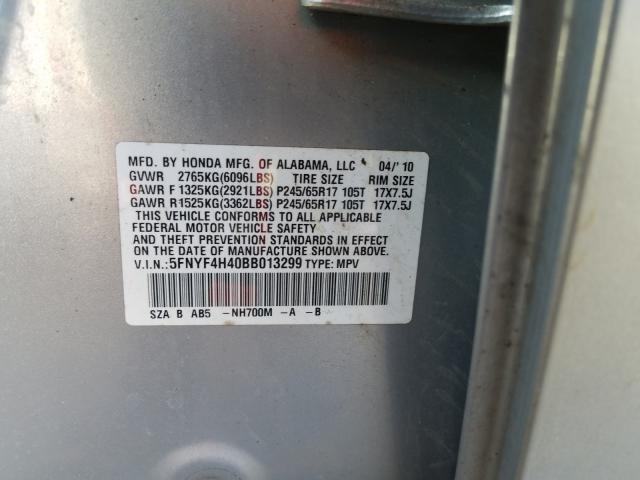 2011 HONDA PILOT 5FNYF4H40BB013299