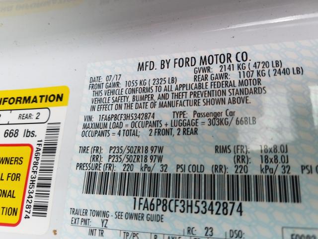2017 FORD MUSTANG GT 1FA6P8CF3H5342874