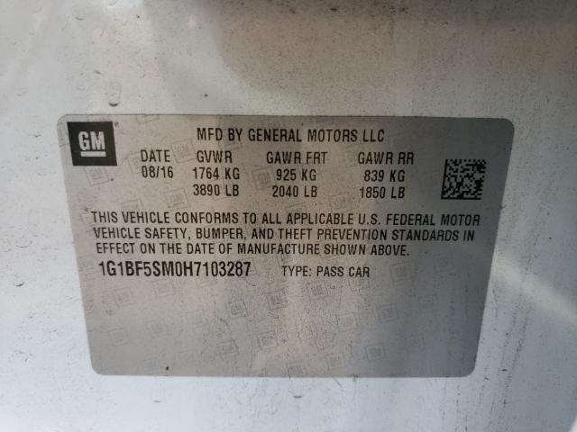 2017 CHEVROLET CRUZE PREM 1G1BF5SM0H7103287
