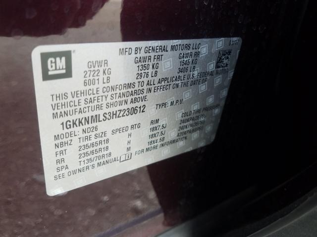 2017 GMC ACADIA SLT 1GKKNMLS3HZ230612