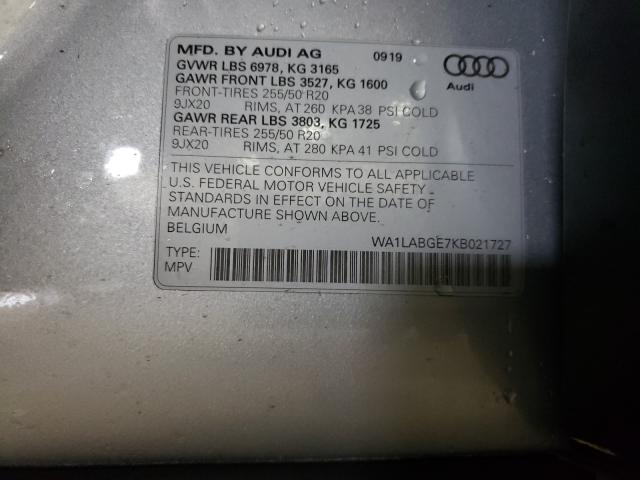 2019 AUDI E-TRON PRE WA1LABGE7KB021727