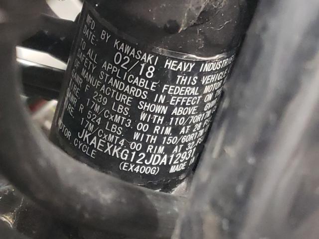2018 KAWASAKI EX400 JKAEXKG12JDA12931