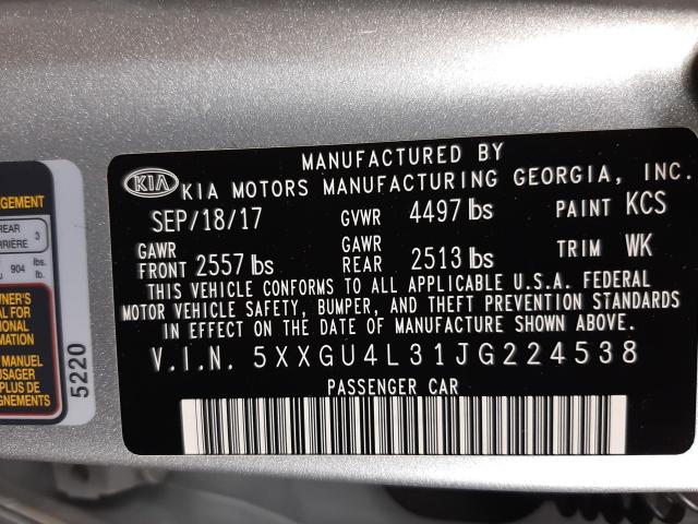 2018 KIA OPTIMA EX 5XXGU4L31JG224538