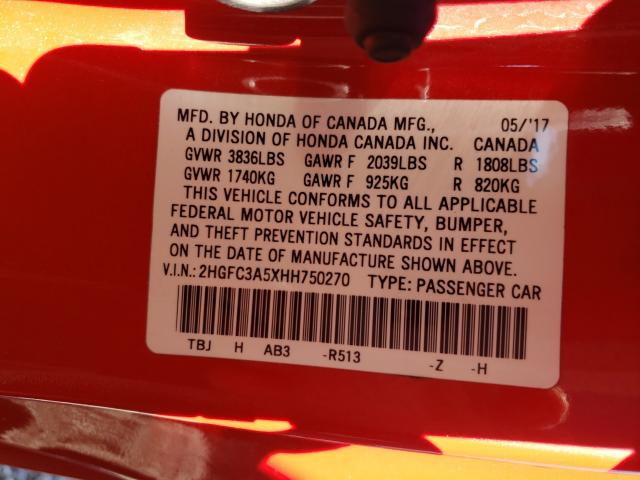 2017 HONDA CIVIC SI 2HGFC3A5XHH750270