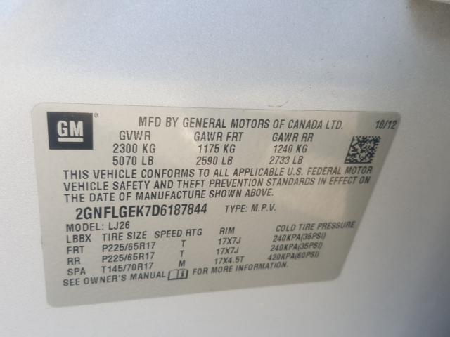 2013 CHEVROLET EQUINOX LT 2GNFLGEK7D6187844
