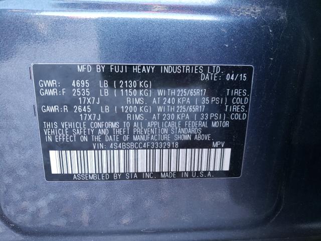 2015 SUBARU OUTBACK 4S4BSBCC4F3332918