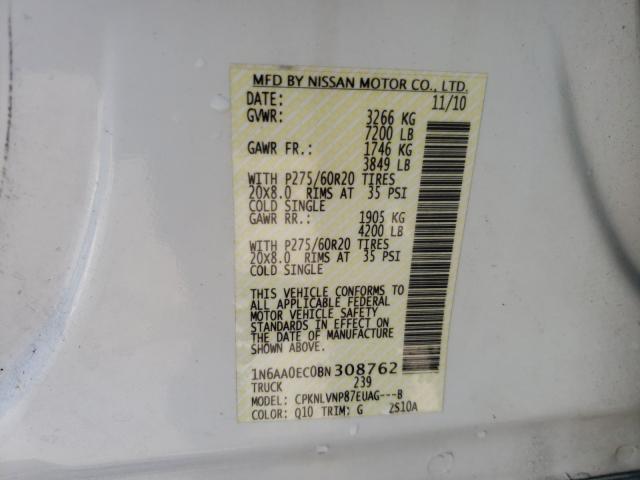 2011 NISSAN TITAN S 1N6AA0EC0BN308762