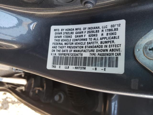 2012 HONDA CIVIC EX 19XFB2F87CE334776