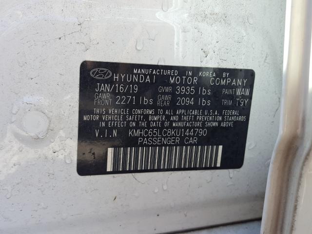 2019 HYUNDAI IONIQ BLUE KMHC65LC8KU144790