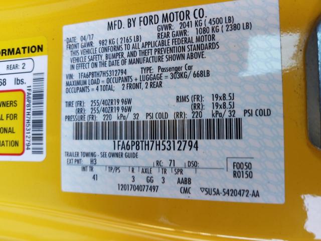 2017 FORD MUSTANG 1FA6P8TH7H5312794