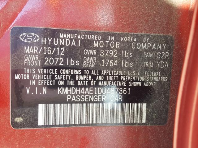 2013 HYUNDAI ELANTRA GL KMHDH4AE1DU487361