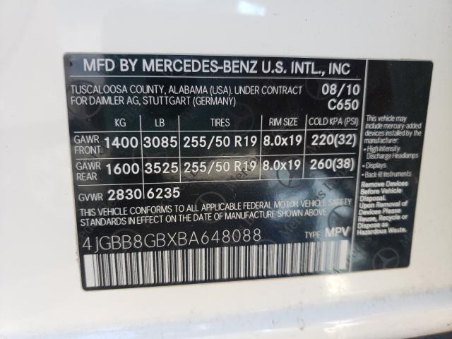 2011 MERCEDES-BENZ ML 350 4MA 4JGBB8GBXBA648088