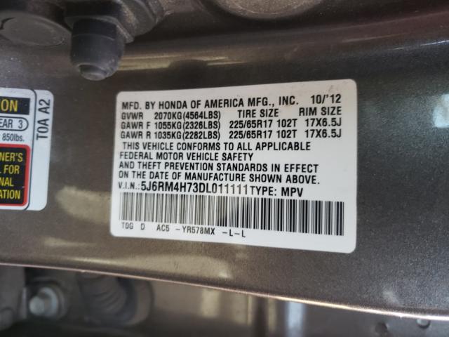 2013 HONDA CR-V EXL 5J6RM4H73DL011111