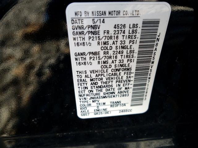2014 NISSAN ROGUE SELE JN8AS5MV5EW712983