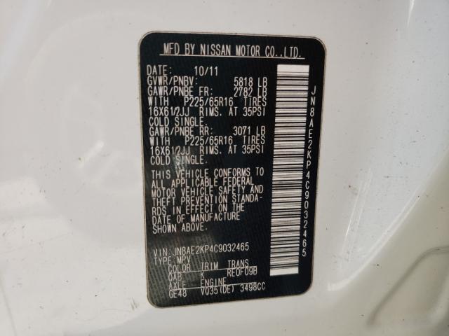 2012 NISSAN QUEST JN8AE2KP4C9032465