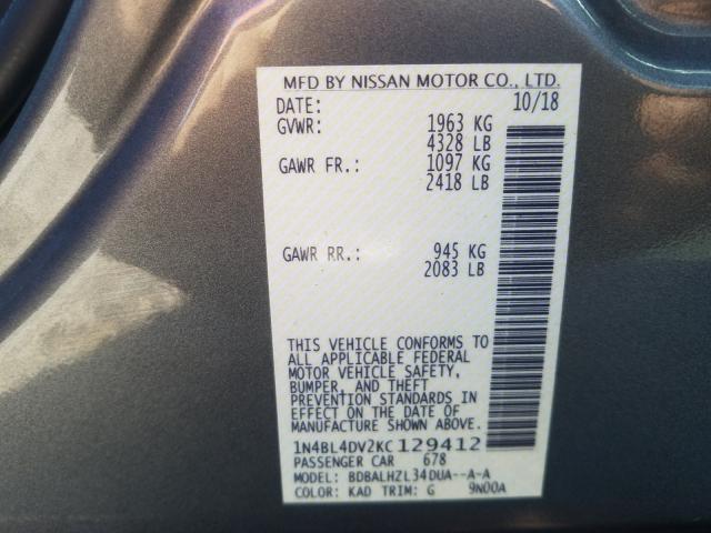 2019 NISSAN ALTIMA SV 1N4BL4DV2KC129412