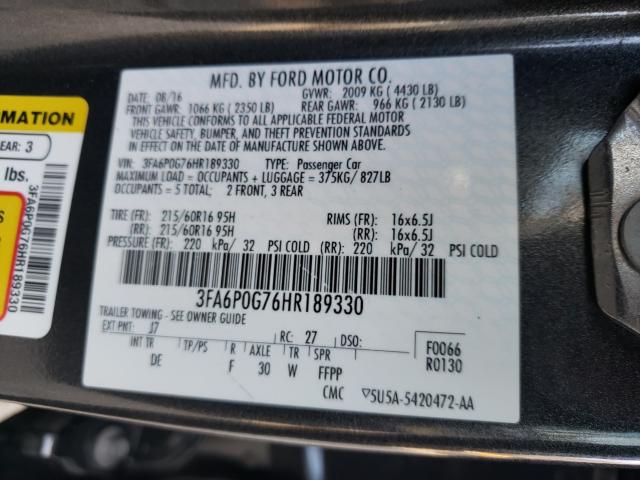 2017 FORD FUSION S 3FA6P0G76HR189330