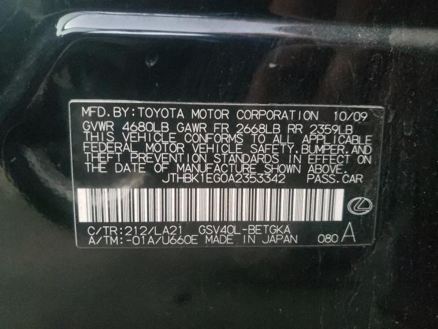 2010 LEXUS ES 350 JTHBK1EG0A2353342