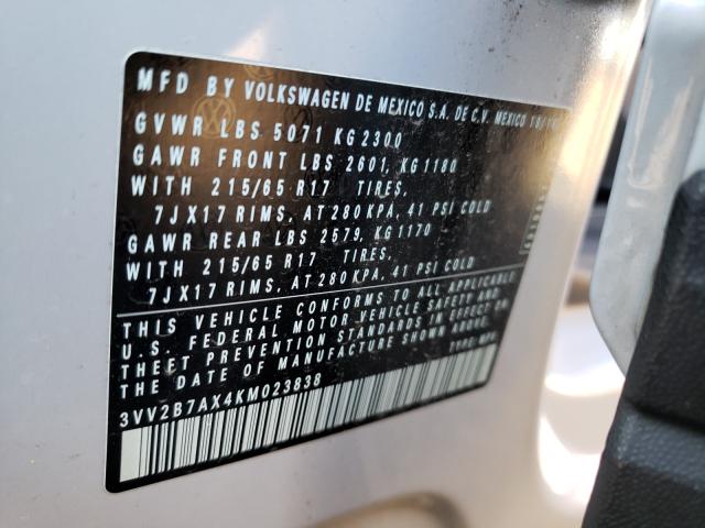 2019 VOLKSWAGEN TIGUAN SE 3VV2B7AX4KM023838