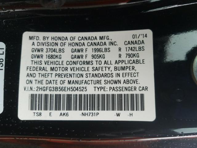 2014 HONDA CIVIC LX 2HGFG3B56EH504525