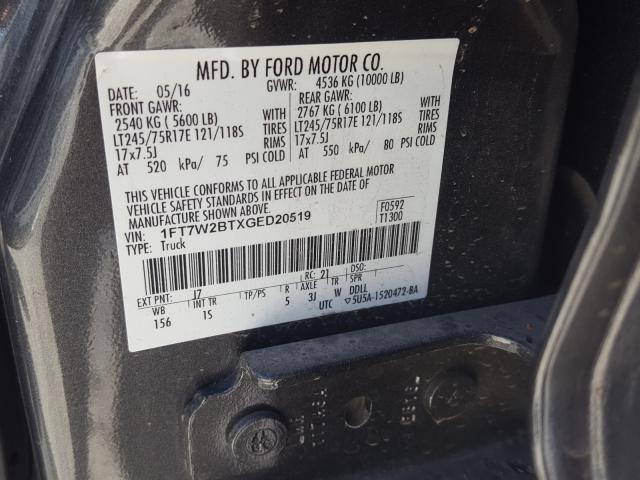 2016 FORD F250 SUPER 1FT7W2BTXGED20519
