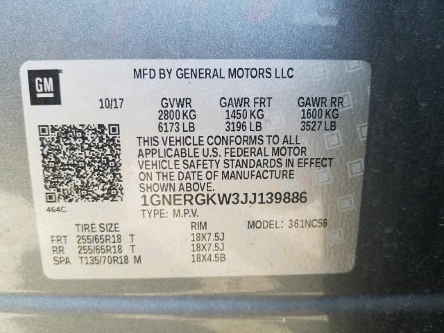 2018 CHEVROLET TRAVERSE L - 1GNERGKW3JJ139886
