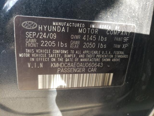 2010 HYUNDAI ELANTRA TO KMHDC8AE0AU060643