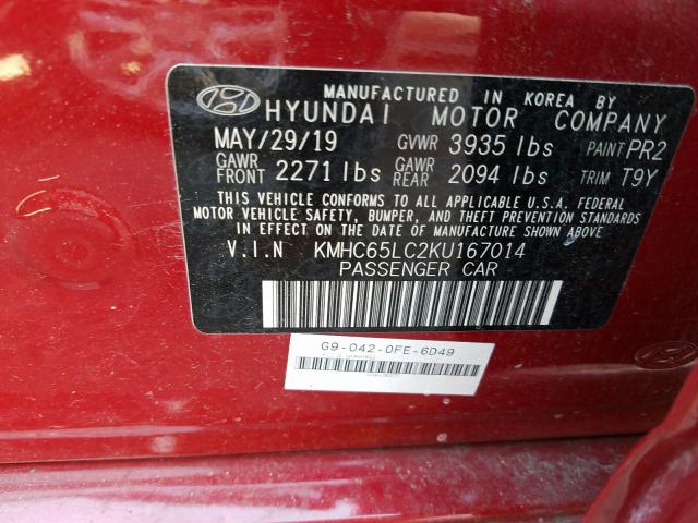 2019 HYUNDAI IONIQ BLUE KMHC65LC2KU167014