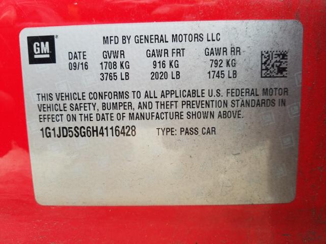2017 CHEVROLET SONIC LT 1G1JD5SG6H4116428