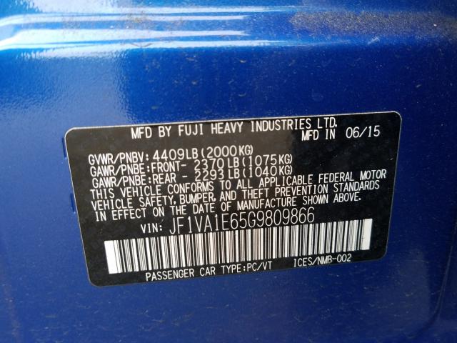 2016 SUBARU WRX PREMIU JF1VA1E65G9809866