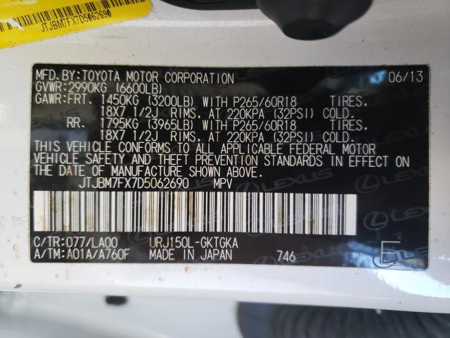 2013 LEXUS GX 460 JTJBM7FX7D5062690