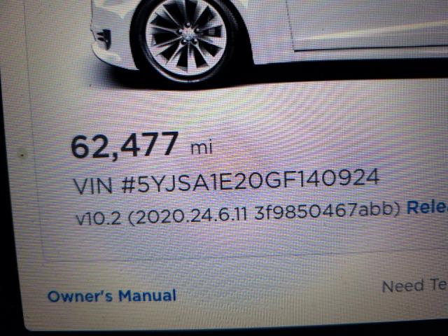 2016 TESLA MODEL S 5YJSA1E20GF140924