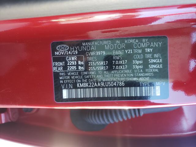 2020 HYUNDAI KONA SEL KM8K22AA9LU504786