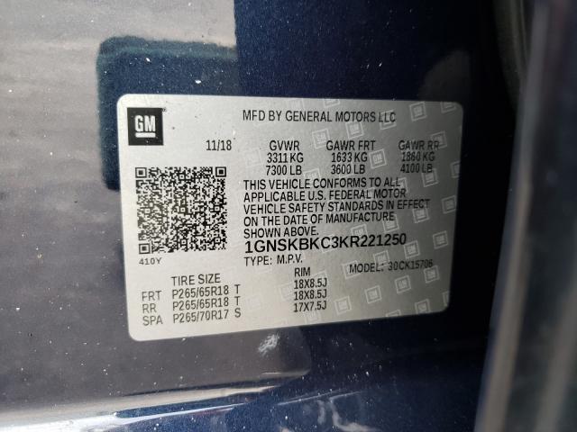2019 CHEVROLET TAHOE K150 1GNSKBKC3KR221250