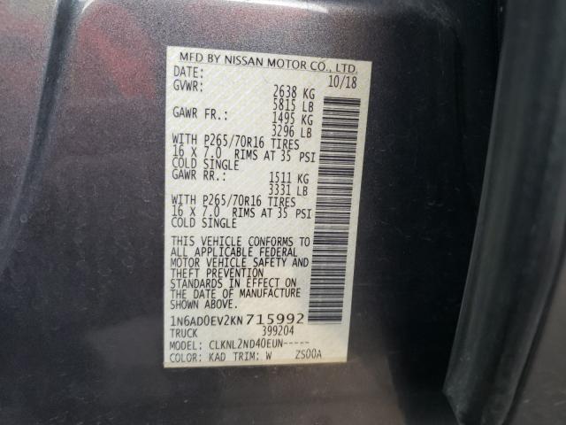 2019 NISSAN FRONTIER S 1N6AD0EV2KN715992