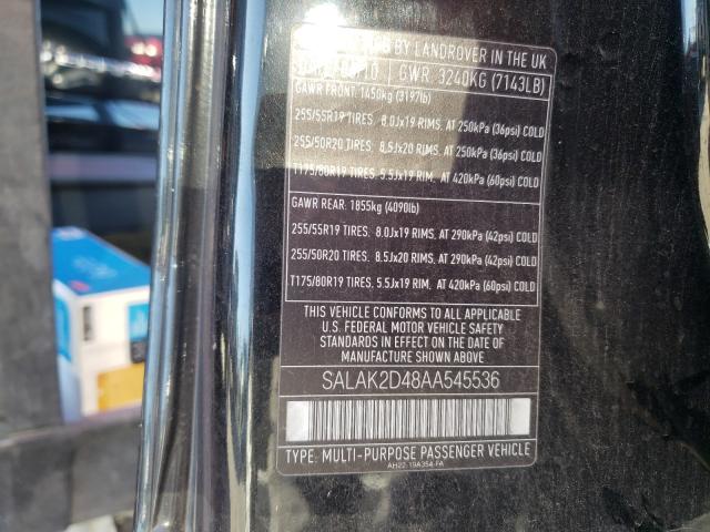 2010 LAND ROVER LR4 HSE LU SALAK2D48AA545536