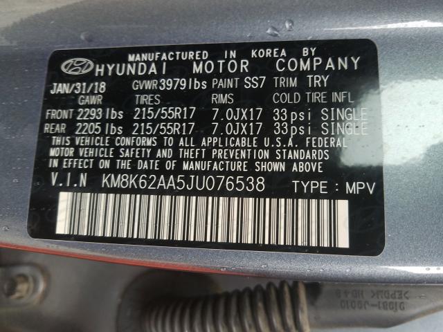2018 HYUNDAI KONA SEL KM8K62AA5JU076538