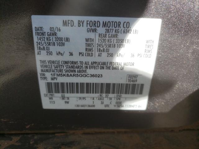 2016 FORD EXPLORER 1FM5K8AR5GGC36023