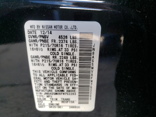 2015 NISSAN ROGUE SELE JN8AS5MVXFW752283