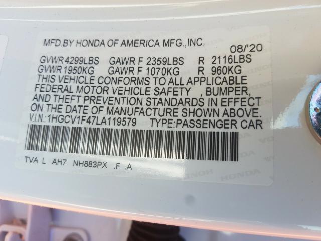 2020 HONDA ACCORD EX 1HGCV1F47LA119579