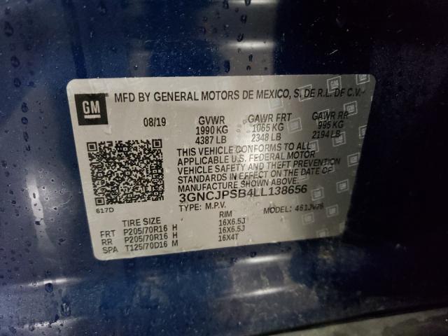 2020 CHEVROLET TRAX 1LT 3GNCJPSB4LL138656