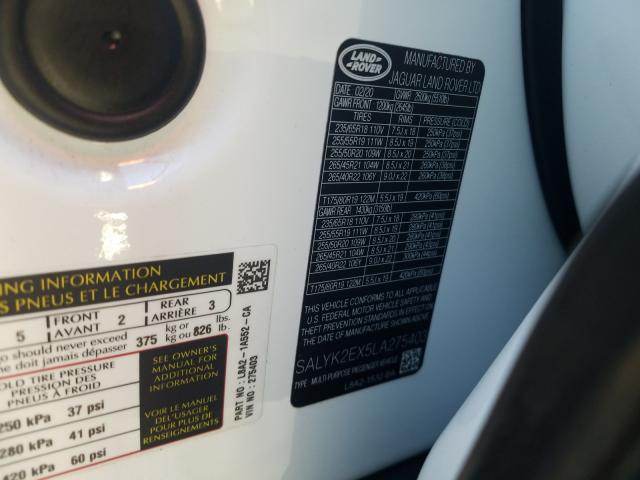 2020 LAND ROVER RANGE ROVE SALYK2EX5LA275403