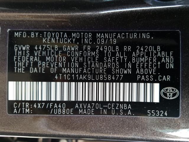 2020 TOYOTA CAMRY LE 4T1C11AK9LU858477