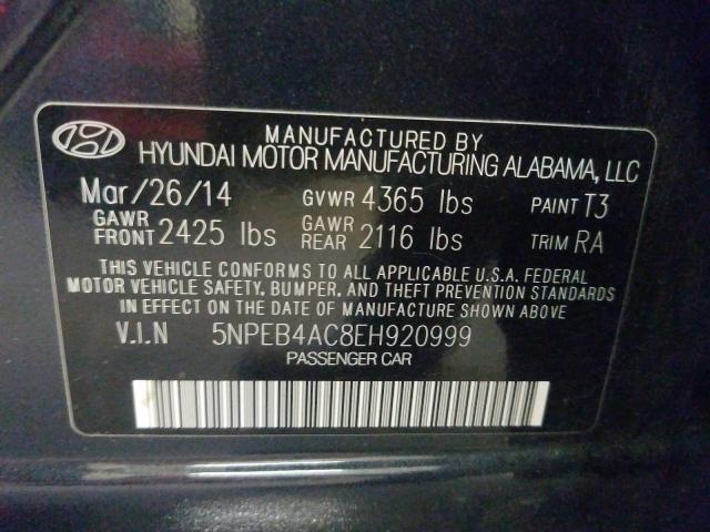 2014 HYUNDAI SONATA 5NPEB4AC8EH920999