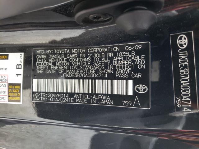 2010 TOYOTA SCION TC JTKDE3B70A0304714