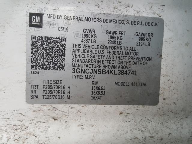 2019 CHEVROLET TRAX LS 3GNCJNSB4KL384741