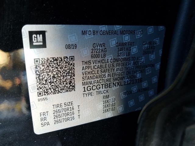 2020 CHEVROLET COLORADO 1GCGTBENXL1121316