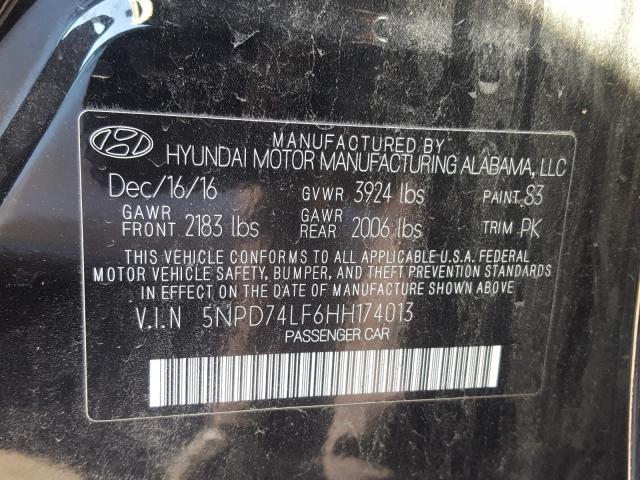 2017 HYUNDAI ELANTRA SE 5NPD74LF6HH174013